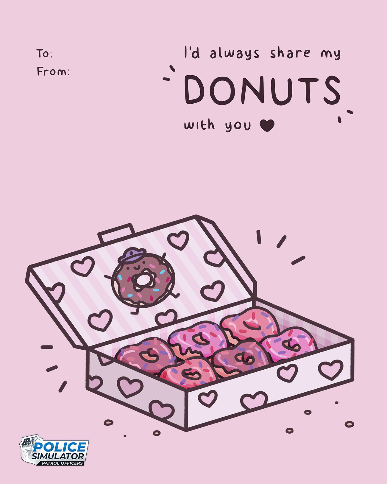 Valentine's Card with Donuts Illustration
